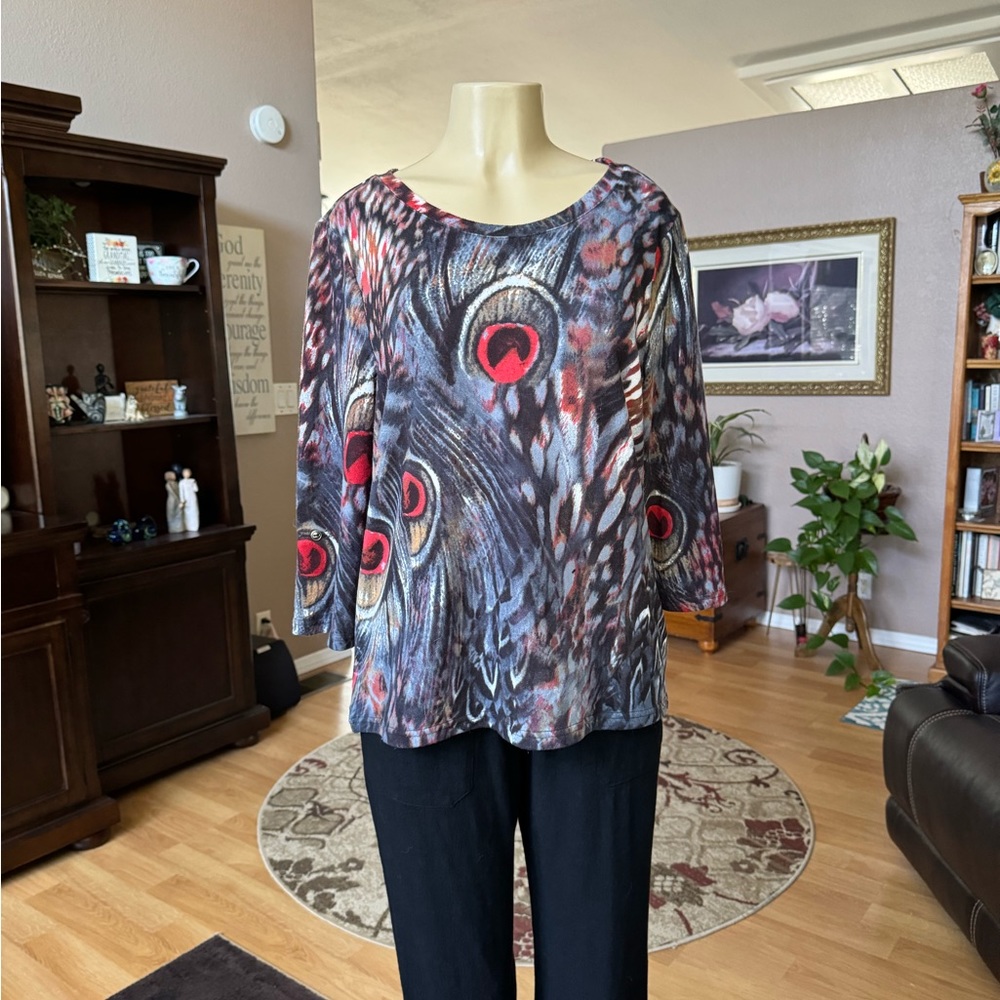 French Dressing Jeans multicolored 3/4 sleeves blouse-size L